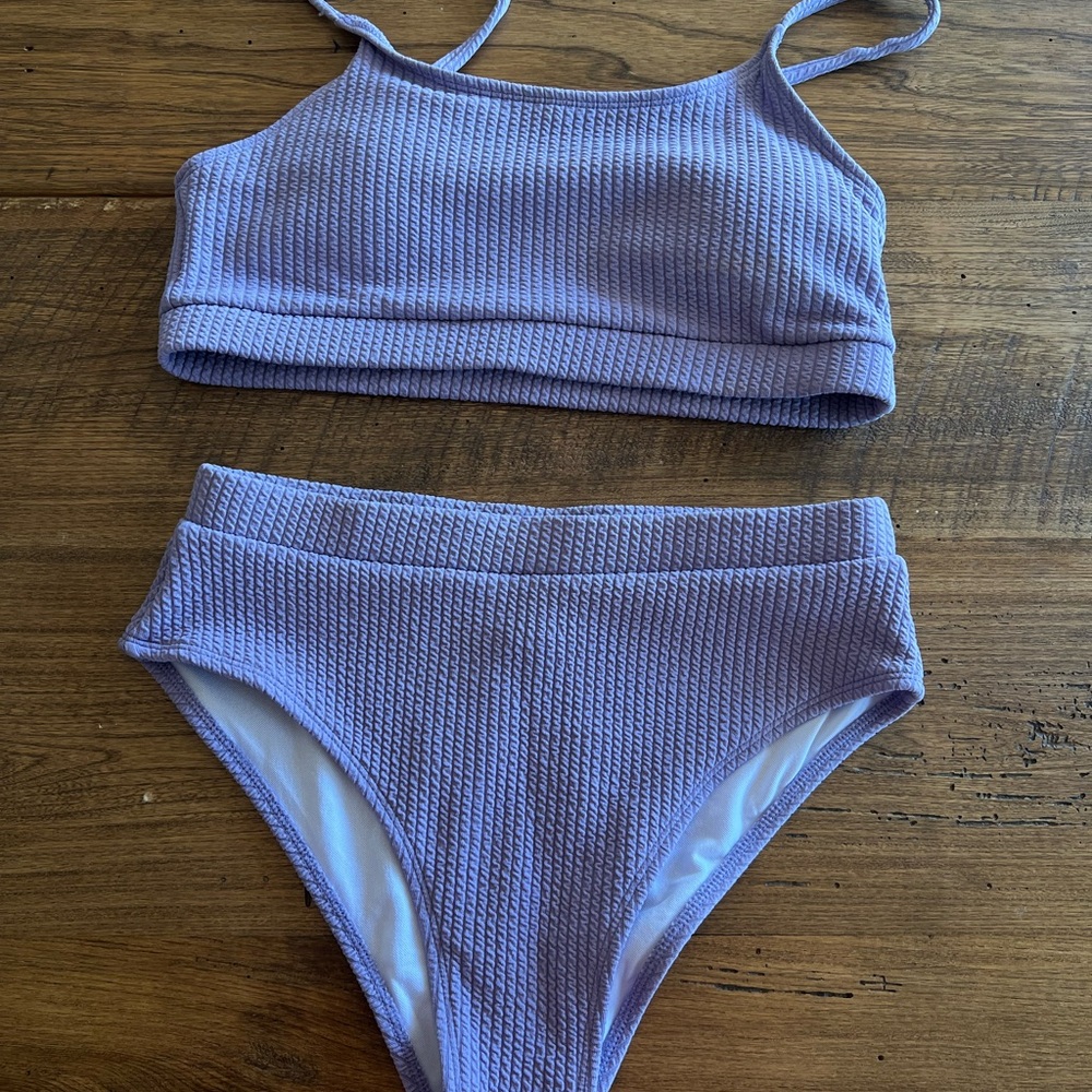Purple Textured Bikini Set